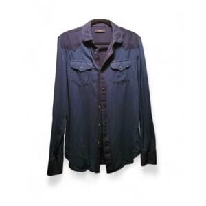 Diesel 100% cotton denim colored button down